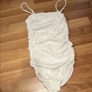 White Ruched free people bodysuit